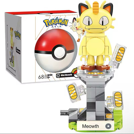 Meowth Building Block Toy with Poké Ball – Pokémon Construction Set for Kids & Collectors